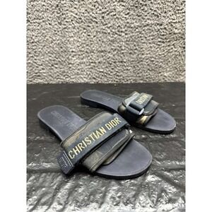 Dior Dio(r)evolution Shiny Technical Fabric Slides Black Womens Size 38 EU